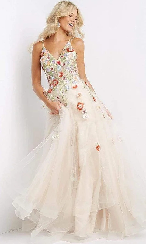 Price Slash JVN by Jovani - JVN08082 Floral Embroidered Organza Dress