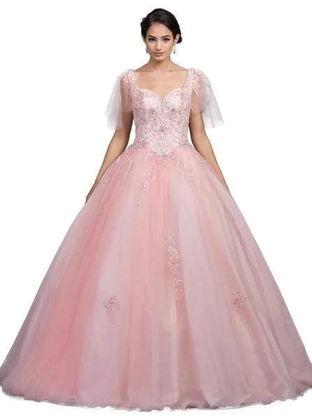 Price Buster Dancing Queen - Sheer Butterfly Sleeve Embellished Quinceanera Ballgown 1203 Price Buster Dancing Queen - Sheer Butterfly Sleeve Embellished Quinceanera Ballgown 1203