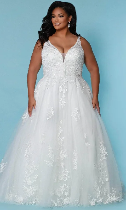Overstock Sydney's Closet Bridal SC5274 - Plunging Neck A-line Bridal Gown