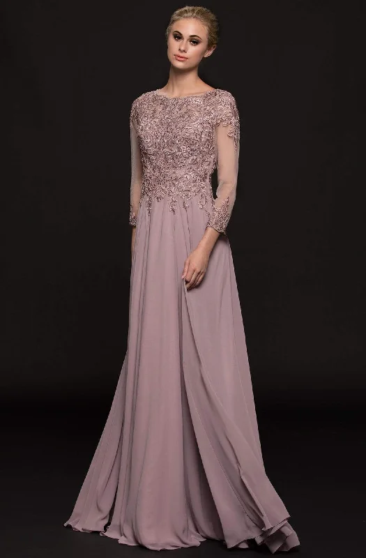Super Bargain Marsoni by Colors - Quarter Sleeve Beaded Embroidered Chiffon Gown M217 Super Bargain Marsoni by Colors - Quarter Sleeve Beaded Embroidered Chiffon Gown M217