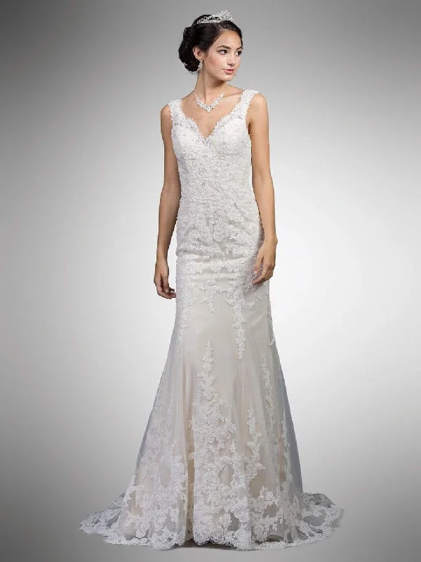 Price Meltdown Dancing Queen Bridal - 20 Deep V Back Lace Wedding Dress