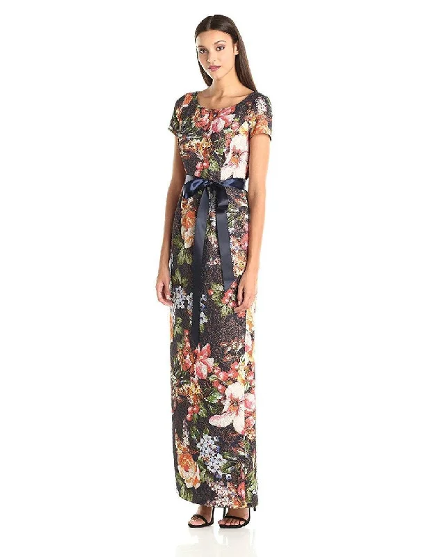 Mega Sale Adrianna Papell Multi-Color Short Sleeves Floral Dress