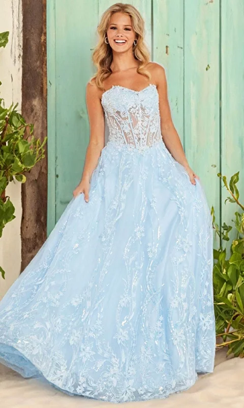 Epic Deals JVN by Jovani JVN12254 - Embroidered Sheer Corset Strapless Ballgown