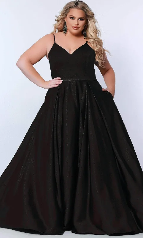Bargain Prices Sydney's Closet SC7363 - V-Neck Pleated A-Line Evening Gown