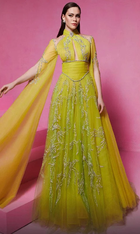 Super Savings MNM Couture F02844 - Split Sleeve Embellished Gown
