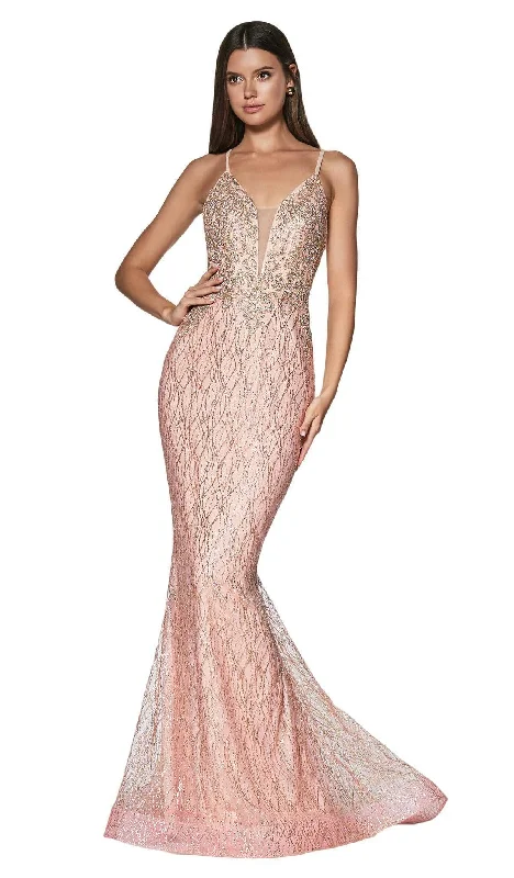 Extra Savings Cinderella Divine - Sleeveless V-Neck Glitter Lace Mermaid Gown ML934