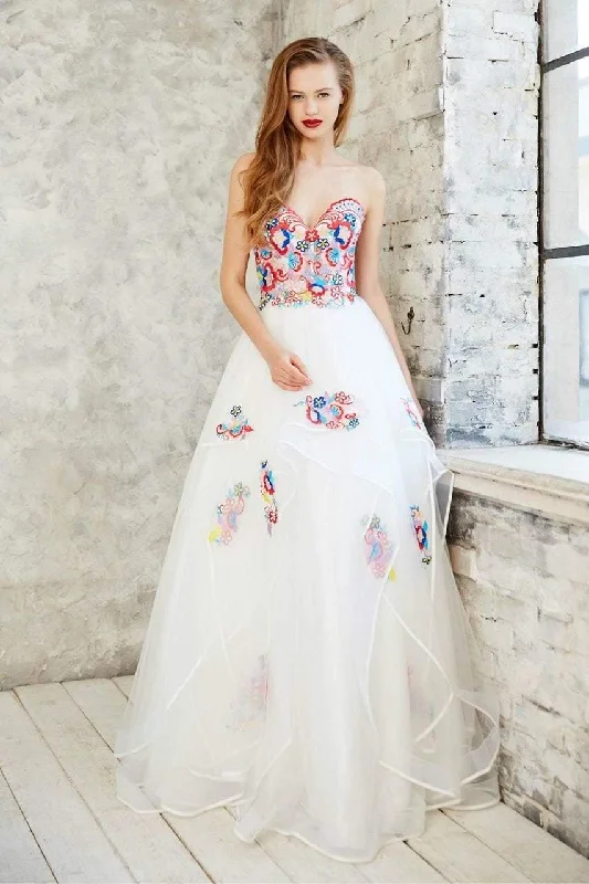 Clearance Sale Angela & Alison Strapless Floral Embroidery Gown 71013 - 1 Pc Ivory in Size 6 Available Clearance Sale Angela & Alison Strapless Floral Embroidery Gown 71013 - 1 Pc Ivory in Size 6 Available