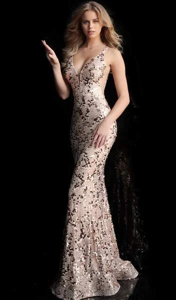Price Blitz Jovani - Sequined Plunging V-Neck Fitted Gown 65570 - 1 pc Blush In Size 10 Available Price Blitz Jovani - Sequined Plunging V-Neck Fitted Gown 65570 - 1 pc Blush In Size 10 Available