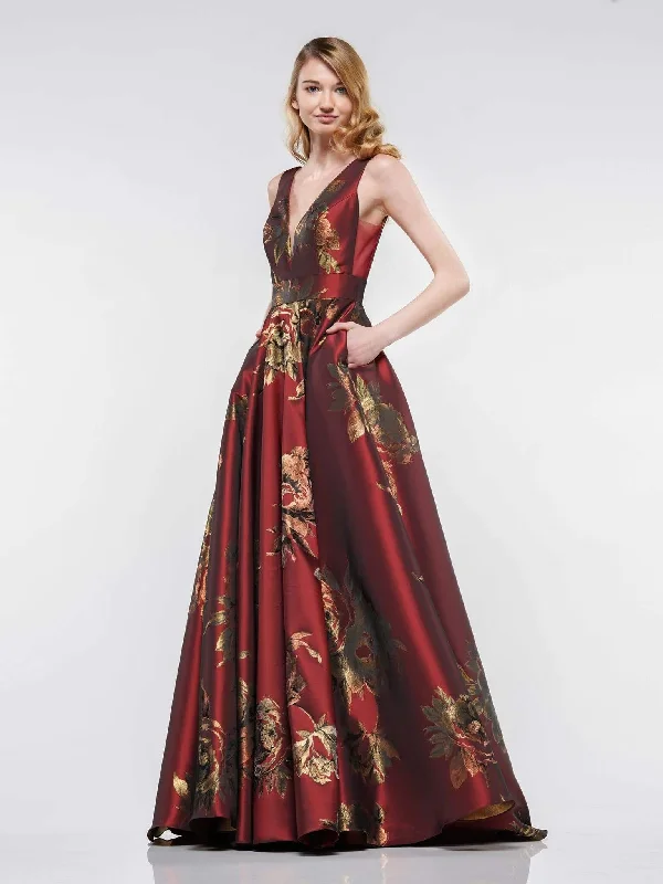 Best Deals Colors Dress - Deep V-neck Print Mikado Ballgown 2179 - 1 pc Wine In Size 18 Available Best Deals Colors Dress - Deep V-neck Print Mikado Ballgown 2179 - 1 pc Wine In Size 18 Available