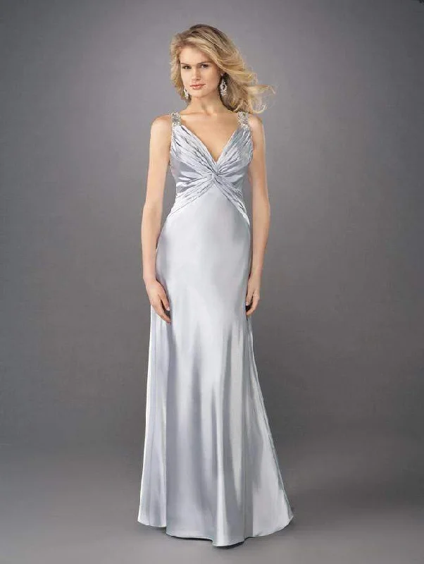 Crazy Deals La Femme - 12396 Ruched V-neck Long A-line Dress