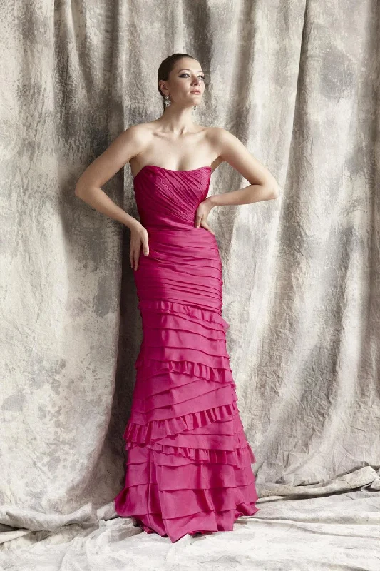Best Seller Theia - Layered and Ruffled Long Dress 881260