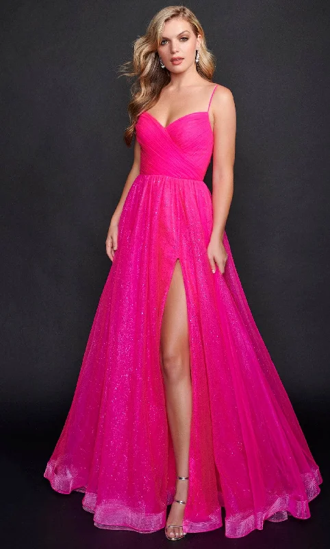 Deal Frenzy Nina Canacci 6580 - Glittered A-line Slit Prom Dress