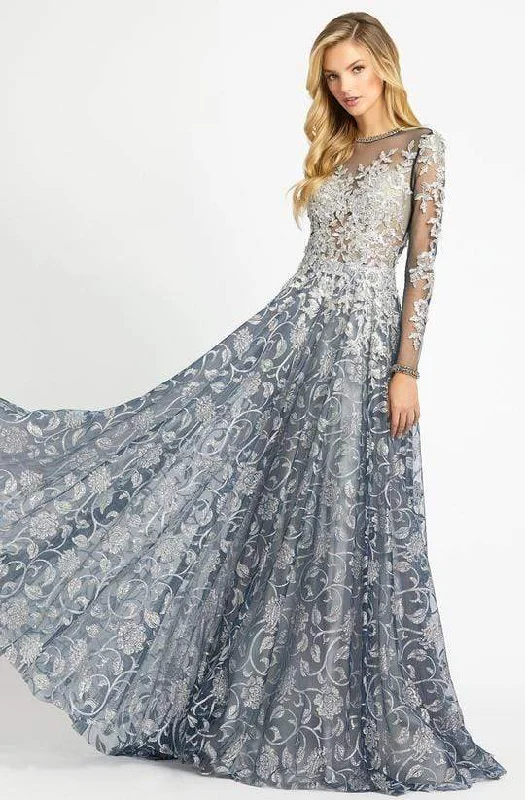 Daily Specials Mac Duggal - Floral Embroidered A-Line Gown 12233D - 1 pc Silver In Size 12 Available