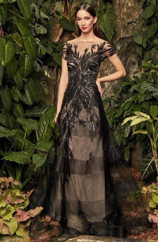 Price Reduction Alexander By Daymor - Illusion Sequin-Ornate Embroidered Gown 961