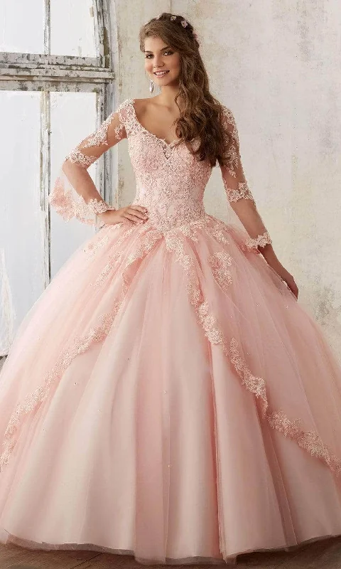 Deal Dash Vizcaya By Mori Lee 60015 - Sheer Bell Sleeve Gown