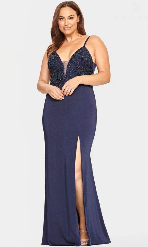 Bargain Blast Faviana 9536 - Beaded V-Neck Satin Prom Dress