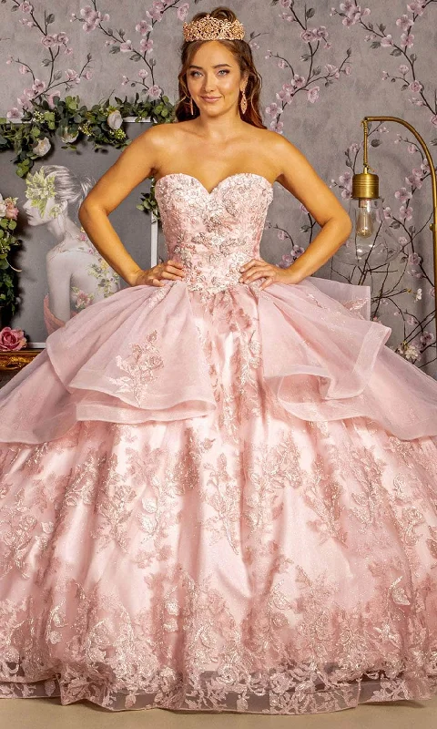 Quick Sale GLS by Gloria GL3317 - Sweetheart Neck Metallic Sequin Ballgown