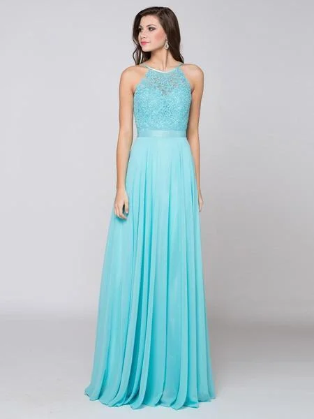 Closeout Colors Dress - Embellished Halter Neck A-line Dress G703