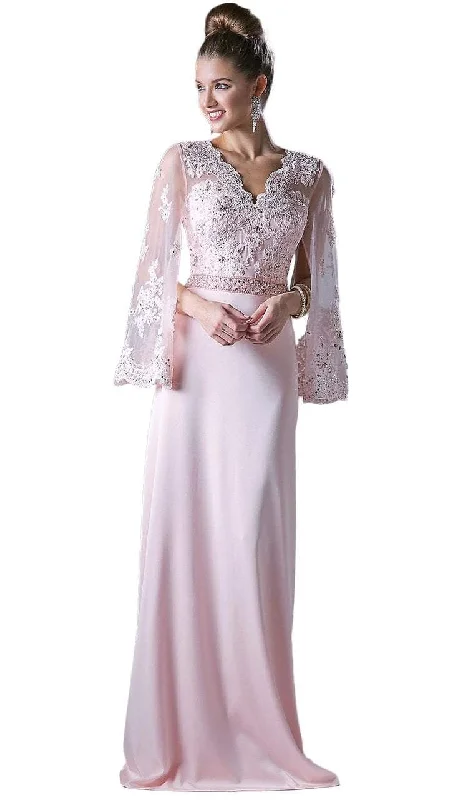 One-DAY Sale Cinderella Divine - Split Flare Sleeve Scalloped Lace Gown CR771 - 1 pc Champagne in Size 10 Available