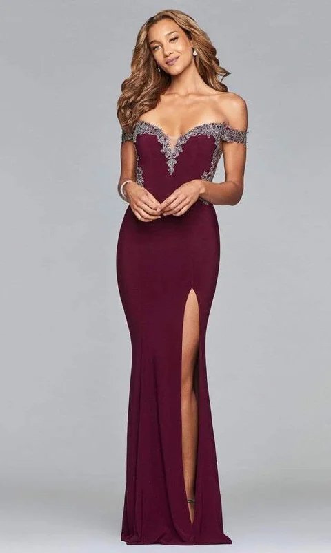 Don't Miss Faviana - Off-Shoulder Jersey Sheath Long Gown s10001