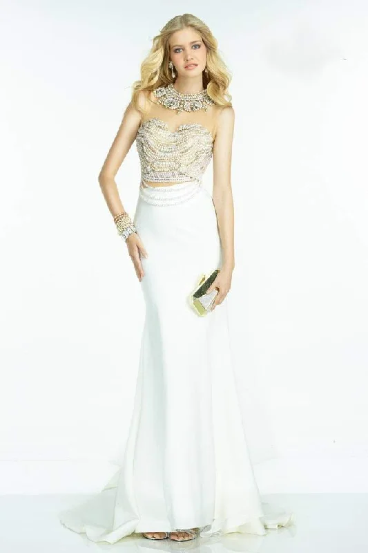 Fantastic Deals Alyce Paris - Claudine - Pearl Beaded Illusion Bodice Mermaid Gown - 1 pc Ivory/Nude In Size 6 Available Fantastic Deals Alyce Paris - Claudine - Pearl Beaded Illusion Bodice Mermaid Gown - 1 pc Ivory/Nude In Size 6 Available