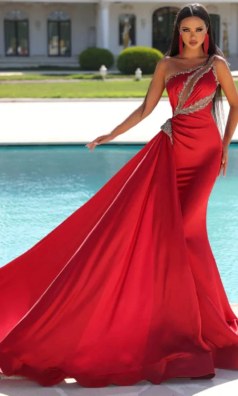 Don't Wait Portia and Scarlett PS23460 - Beaded One Shoulder Evening Gown
