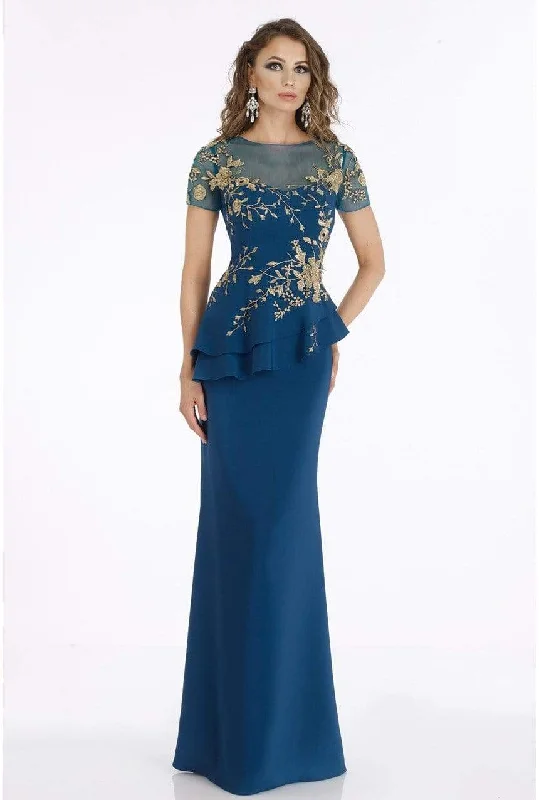 Friends and Family Sale Gia Franco - Short Sleeve Floral Embroidered Peplum Dress 12913 - 1 Pc Teal in Size 14 Available Friends and Family Sale Gia Franco - Short Sleeve Floral Embroidered Peplum Dress 12913 - 1 Pc Teal in Size 14 Available