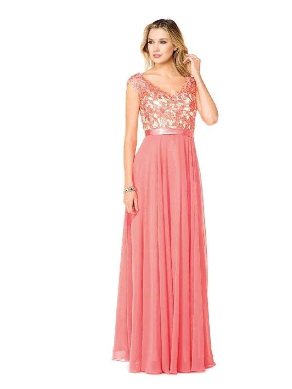 Seasonal Sale Colors Dress - Cap Sleeve Lace V-Neck Gown G318 - 1 pc Blush in Size 14 Available Seasonal Sale Colors Dress - Cap Sleeve Lace V-Neck Gown G318 - 1 pc Blush in Size 14 Available