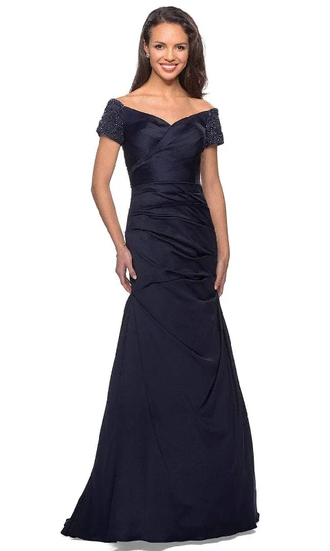 Hot Deal La Femme 25996SC - Pleated Ornate Evening Dress