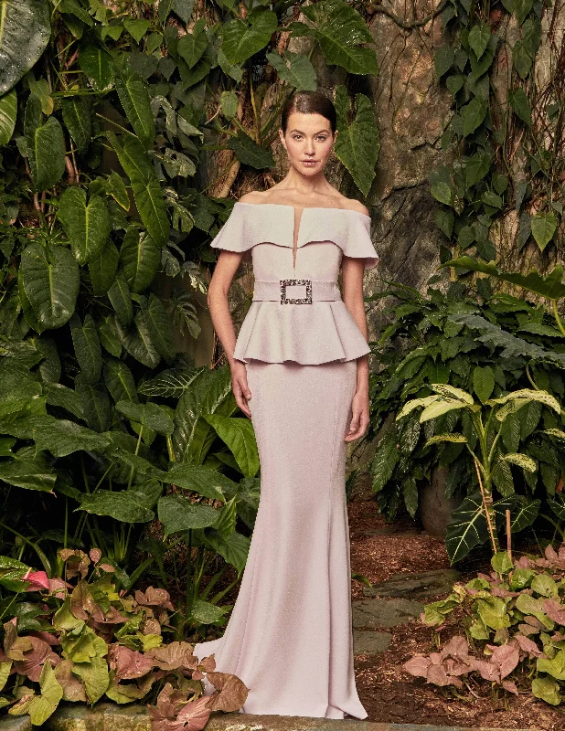 Stock Clearance Alexander by Daymor Off-Shoulder Peplum Trumpet Dress 950 - 1 pc Soft Lilac In Size 10 Available Stock Clearance Alexander by Daymor Off-Shoulder Peplum Trumpet Dress 950 - 1 pc Soft Lilac In Size 10 Available