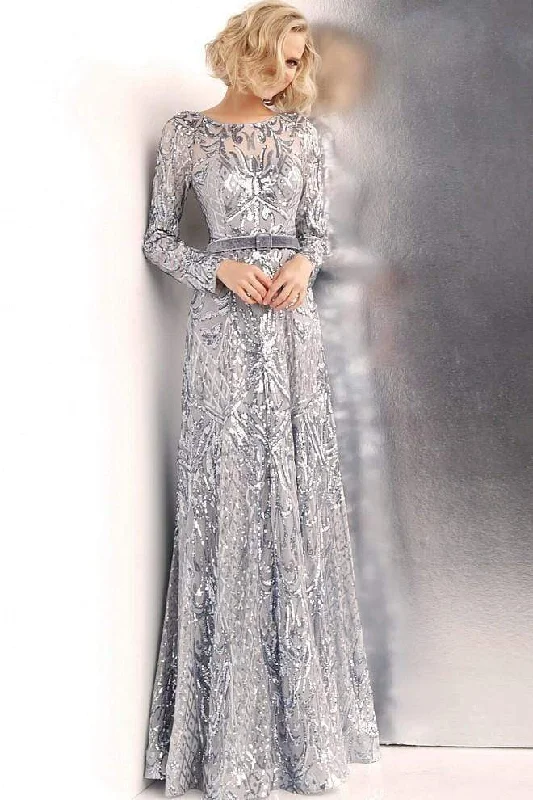 Deal Mania JVN by Jovani - Embellished Bateau Long Sleeves Gown JVN62711SC