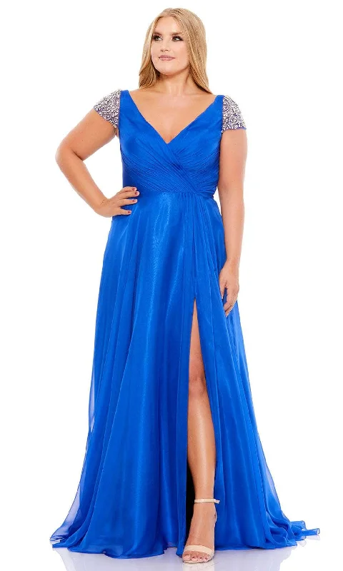 New Deals Mac Duggal 67723 - Beaded Cap Sleeve High Slit Gown