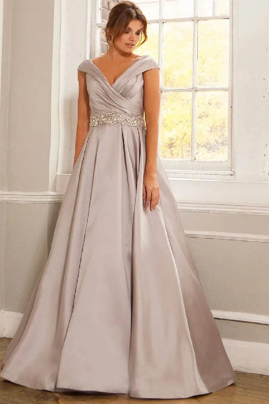 Referral Discount Jovani V-neck Beaded Satin Ballgown 25190 - 1 pc Silver In Size 24 Available Referral Discount Jovani V-neck Beaded Satin Ballgown 25190 - 1 pc Silver In Size 24 Available