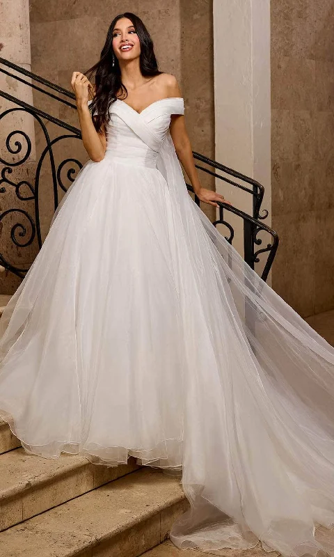 Mega Sale Rachel Allan RB5046 - Off-Shoulder Pleated Detail Bridal Gown