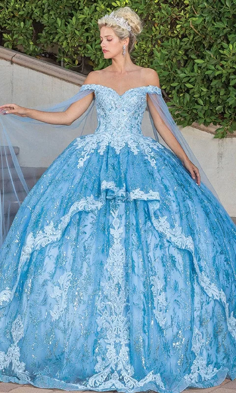 Online Only Dancing Queen 1782 - Off Shoulder Glitter Ballgown