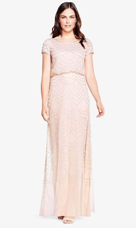 Special Savings Adrianna Papell 191916100 - Cap Sleeve Beaded Mesh Evening Dress