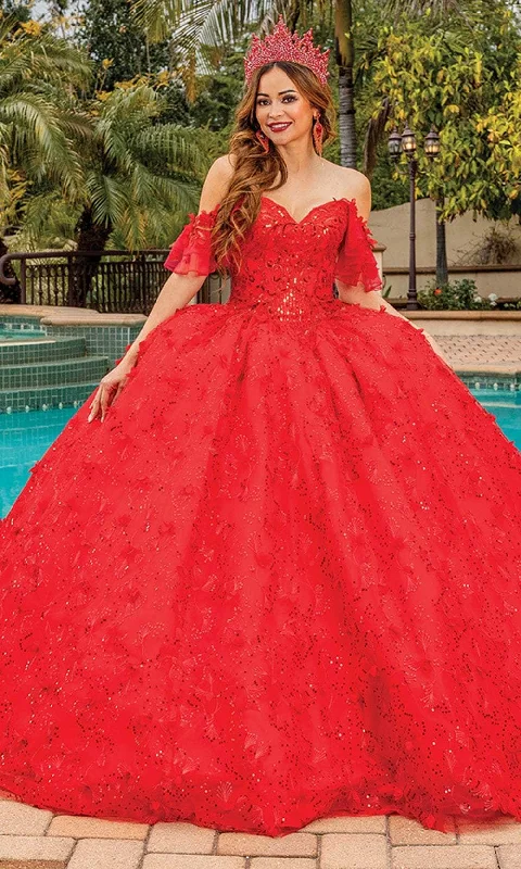 Mega Sale Dancing Queen 1849 - Glittered Off Shoulder Ballgown