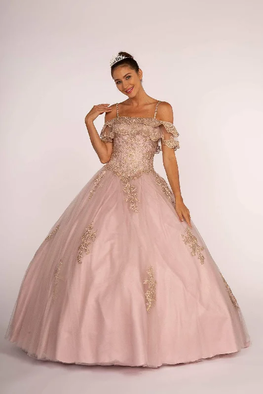 Epic Deals Elizabeth K - GL2510 Ruffled Off Shoulder Mesh Ballgown