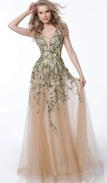 Hurry In Jovani - Floral Embroidered Crisscross-Strapped Gown 60800 - 1 pc Gold Multi In Size 2 Available Hurry In Jovani - Floral Embroidered Crisscross-Strapped Gown 60800 - 1 pc Gold Multi In Size 2 Available