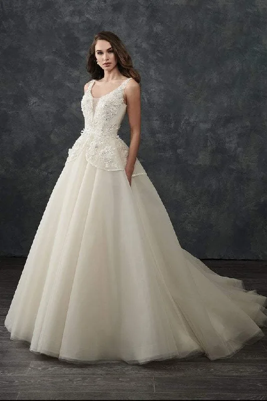 Lowest Price Rachel Allan Bridal - M668 Floral Appliqued Scoop Bridal Gown