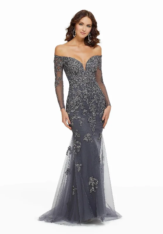 Reduced Prices MGNY By Mori Lee 72015 - Metallic Lace Trumpet Dress