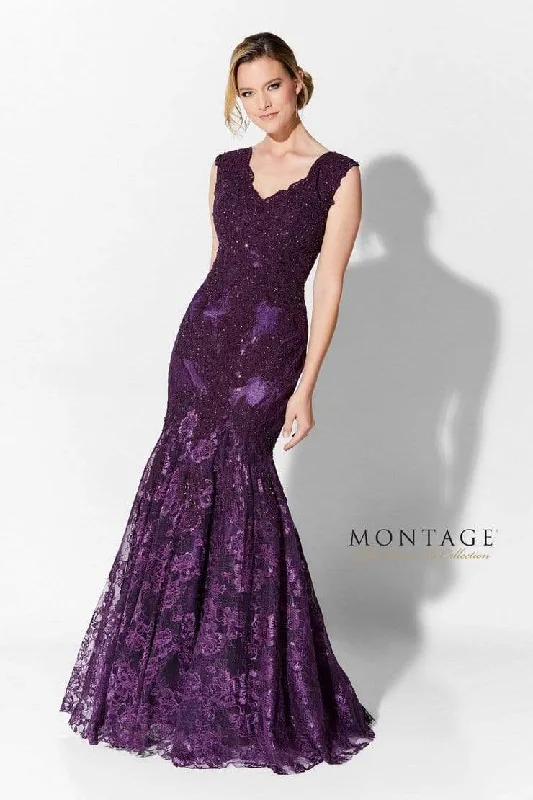 Bonus Savings Ivonne D by Mon Cheri - Scalloped Lace Mermaid Evening Gown 215D08 - 1 pc Eggplant in Size 4 Available