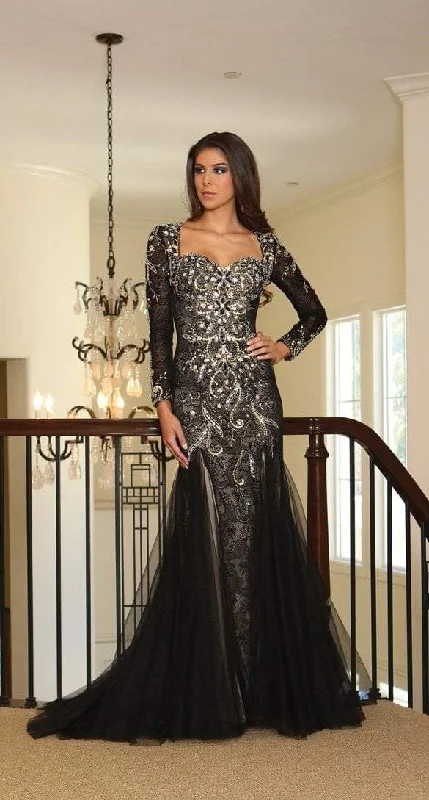 Discount Extravaganza May Queen - Long Sleeve Rhinestone Embellished Evening Gown RQ-7210 - 1 pc Black in Size 16 Available Discount Extravaganza May Queen - Long Sleeve Rhinestone Embellished Evening Gown RQ-7210 - 1 pc Black in Size 16 Available