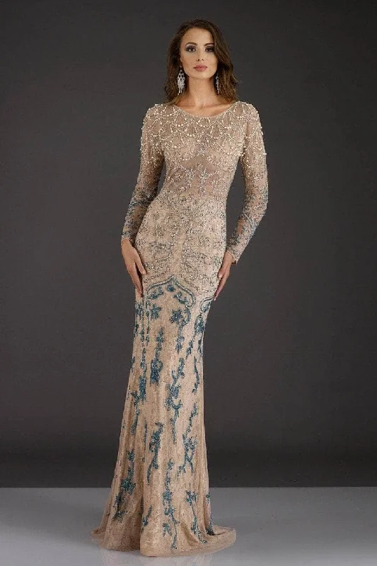 Steals and Deals Feriani Couture - Long Sleeve Beaded Evening Gown 18007 - 1 pc Blush In Size 20 Available Steals and Deals Feriani Couture - Long Sleeve Beaded Evening Gown 18007 - 1 pc Blush In Size 20 Available