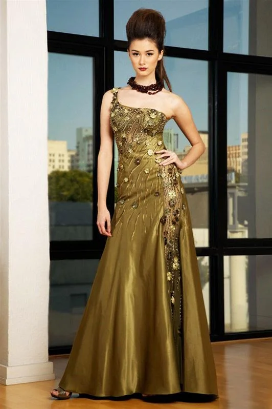 Weekend Special MNM COUTURE Asymmetric Metallic Evening Gown 9323 - 1 pc Green In Size 12 Available Weekend Special MNM COUTURE Asymmetric Metallic Evening Gown 9323 - 1 pc Green In Size 12 Available