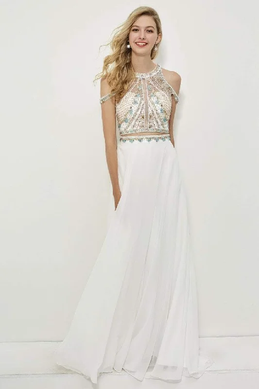 Exclusive Preview Angela & Alison - 81043 Two Piece Embellished Halter Gown