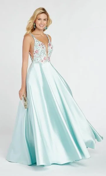Anniversary Sale Alyce Paris - 60504 Embroidered Floral Sleeveless Plunging Illusion Neck Mikado Gown - 1 pc Sea Glass In Size 18 Available Anniversary Sale Alyce Paris - 60504 Embroidered Floral Sleeveless Plunging Illusion Neck Mikado Gown - 1 pc Sea Glass In Size 18 Available