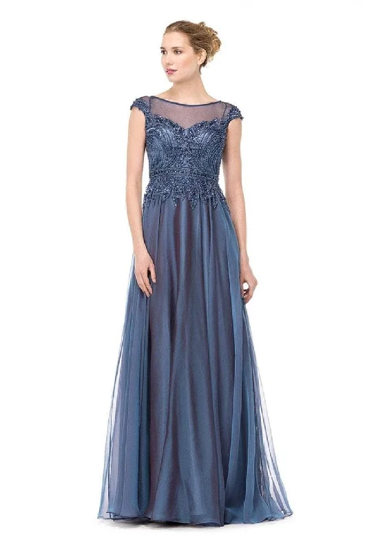 Deal Frenzy Marsoni by Colors Beaded Cap Sleeves A Line Long Dress M166 - 1 pc Slate Blue In Size 20 Available Deal Frenzy Marsoni by Colors Beaded Cap Sleeves A Line Long Dress M166 - 1 pc Slate Blue In Size 20 Available