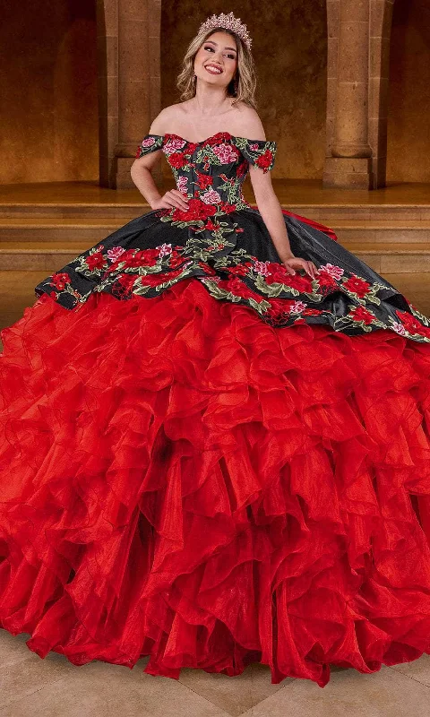 Fantastic Deals Rachel Allan Bridal RQ5007 - Floral Embroidered Ruffle Ballgown