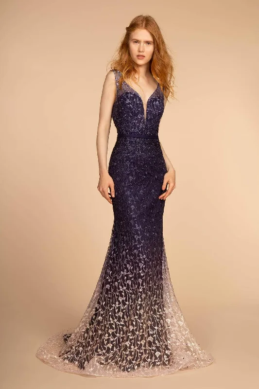 Warehouse Sale GLS by Gloria - Trailing Floral Ombre Mermaid Gown GL2556 - 1 pc Navy Purple In Size S Available Warehouse Sale GLS by Gloria - Trailing Floral Ombre Mermaid Gown GL2556 - 1 pc Navy Purple In Size S Available